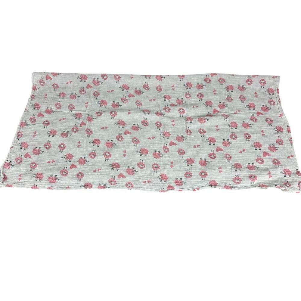 Aden + Anais Pink & White Cotton Swaddle blanket